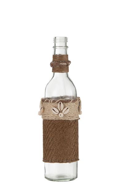 Bouteille decoration coquillages verre marron