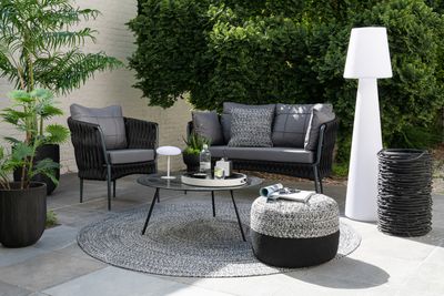 Coussin miami outdoor poly noir/blanc