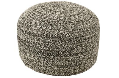 Poef miami outdoor polyester zwart/wit