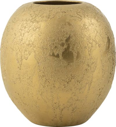 Vase boule rond en céramique dorée