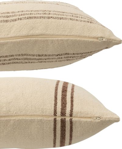 Kussen Gestreept wit/Bruin