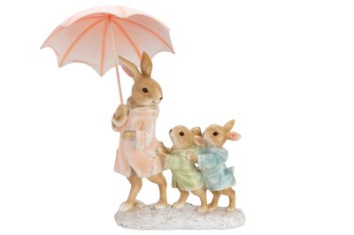 Statue rabbit family umbrella