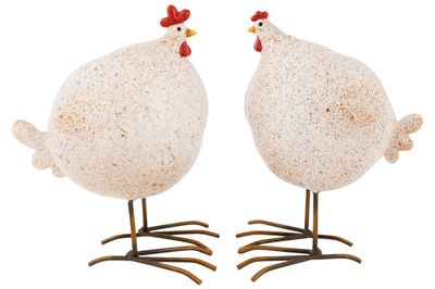 Kip spickels 2ass beige 18x12xh20cm resi