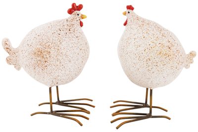 Kip spickels 2ass beige 12x7xh14cm resin