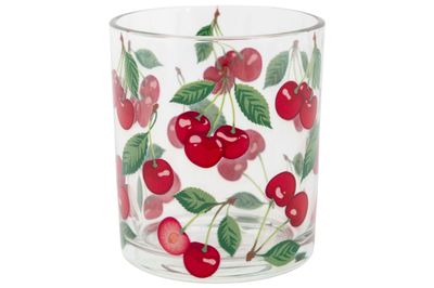 Theelichthouder red cherries transparant