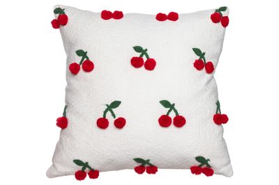 Kussen cherries wit 45x45xh10cm rechthoe