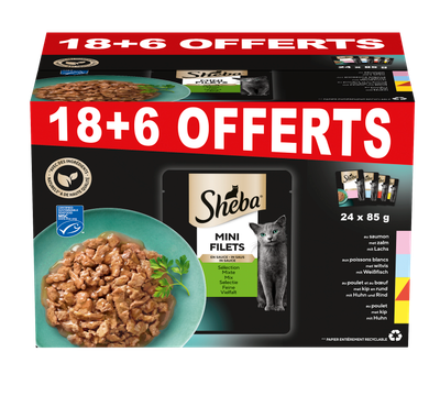 Sheba pouch poisson & viande 18+6 gratis