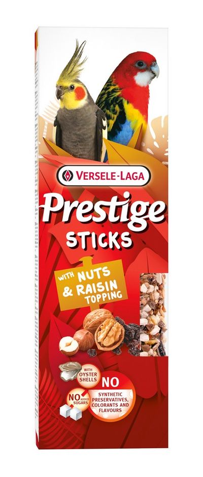 Prestige sticks grandes perruches avec noix & garniture de raisins - 2 pièces 140g