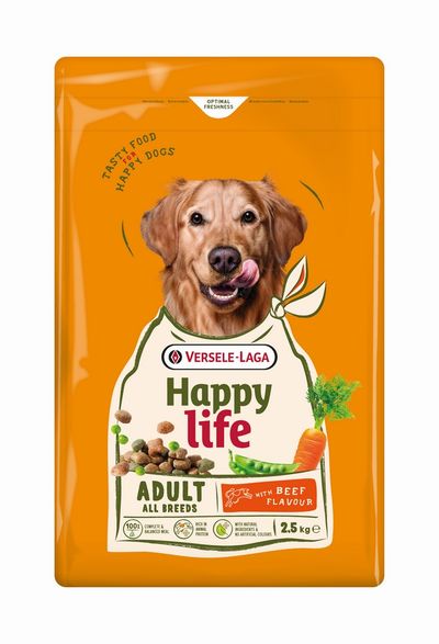Hondenbrokken happy life adult met rundsmaak 2,5kg