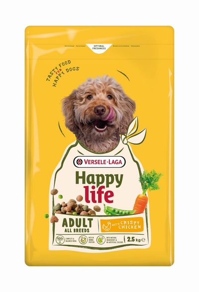 Hondenbrokken happy life adult met kip 2,5kg