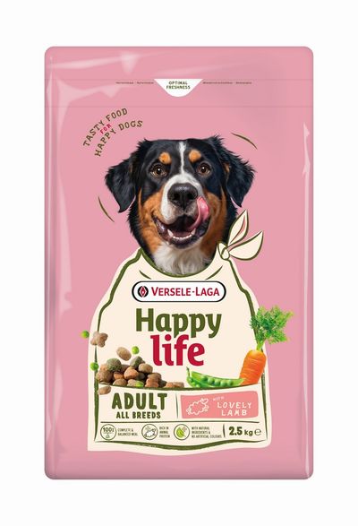 Croquettes pour chiens happy life adult à l'agneau 2,5kg