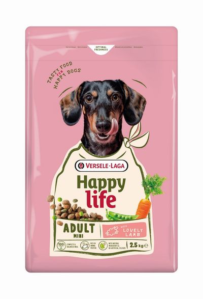 Hondenbrokken happy life adult mini met lam 2,5kg