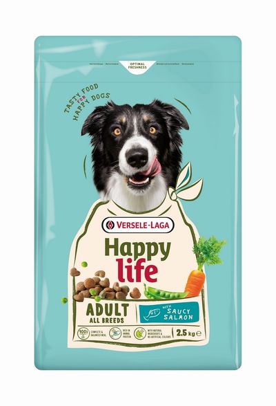 Croquettes pour chiens happy life adult au saumon 2,5kg