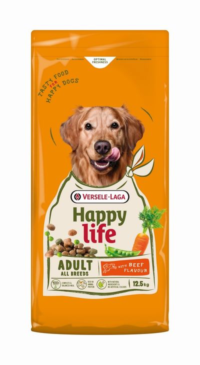 Hondenbrokken happy life adult met rundsmaak 12,5kg