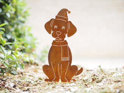 Hond met sjaal en kerstmuts op basis