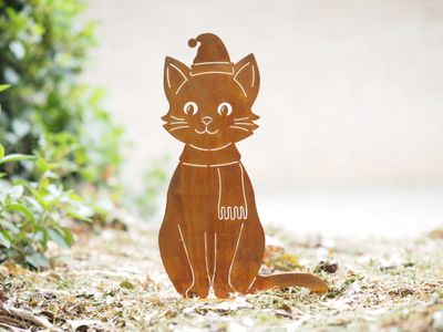 Kat met sjaal en kerstmuts op basis