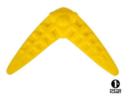 Speelgoed hond tpr boomerang geel 17cm