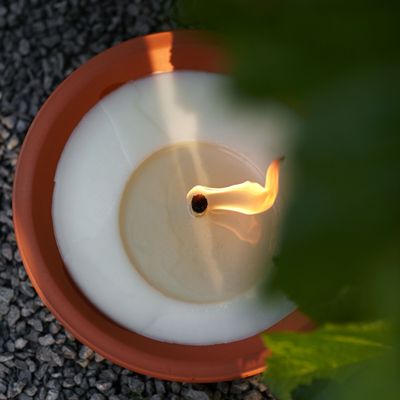 Bougie jardin Royal flame en pot terre cuite 13h - ivoire