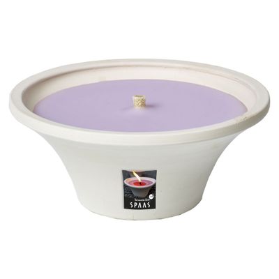 Bougie jardin pot terre cuite blanc 9h - violet lavande