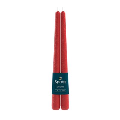 2 rustieke dinerkaarsen rood