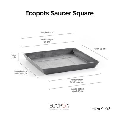 Soucoupe carrée 30 pour pot de fleurs 