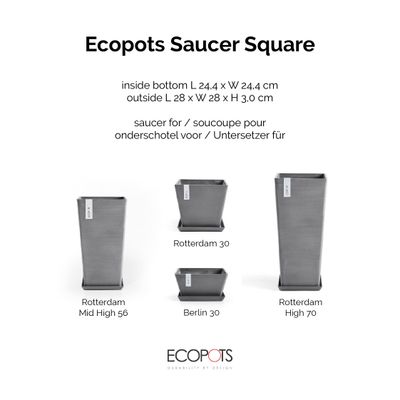 Soucoupe carrée 30 pour pot de fleurs 
