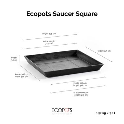 Soucoupe carrée 40 pour pot de fleurs 