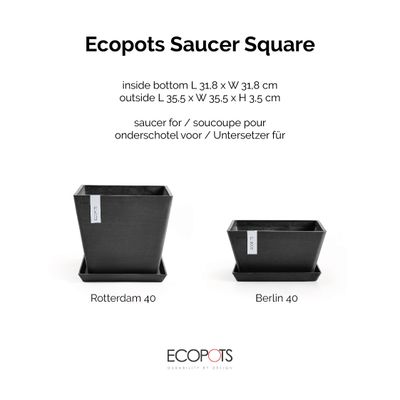 Soucoupe carrée 40 pour pot de fleurs 