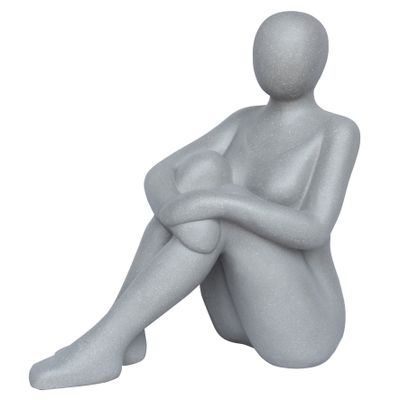 Statuette femme assise gris 56,5cm