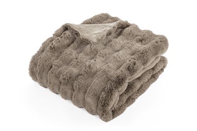 Bubble konijnenbont throw - taupe