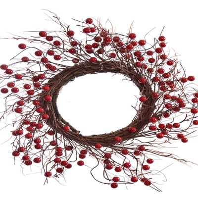 Couronne de baies 45cm rouge