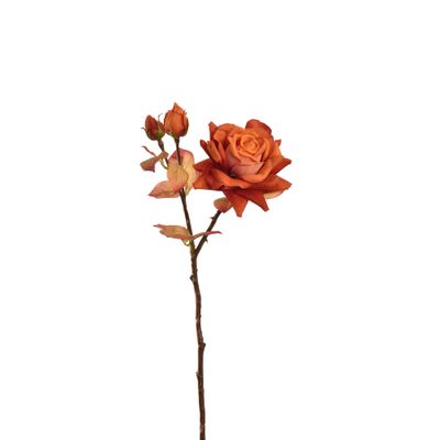 Rose ouverte en velours 60cm orange