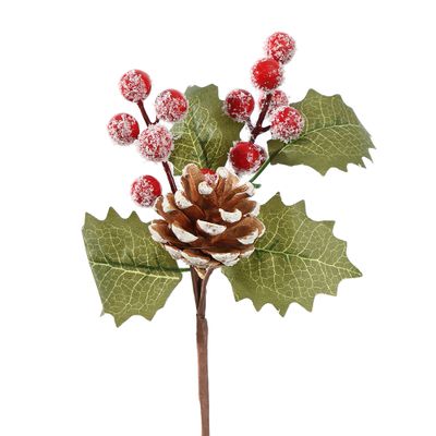 Pick de cône de baies enneigé 24cm rouge