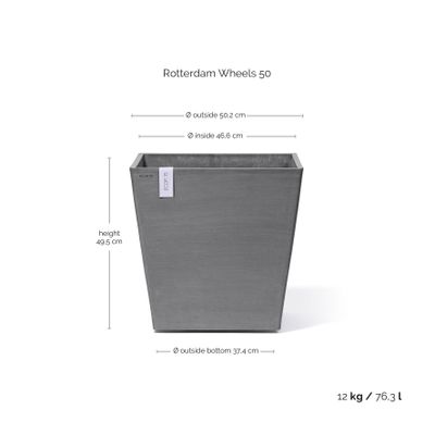 Rotterdam wheels 50 pot de fleurs 