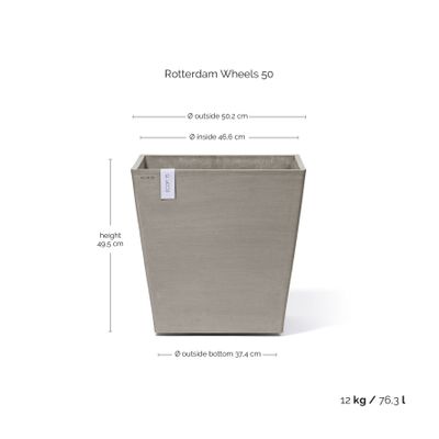 Rotterdam wheels 50 pot de fleurs 