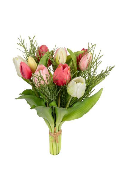 Bouquet de tulipes/herbe rose mix