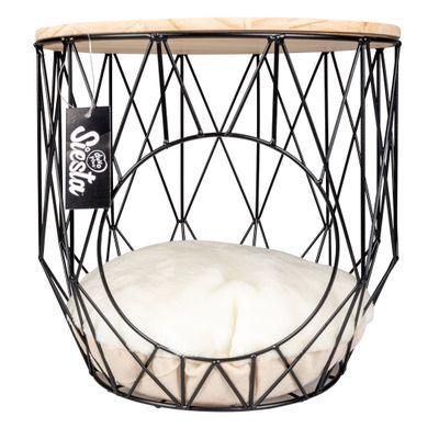 Caviar metalen mand met tafelblad 33x33x39cm zwart