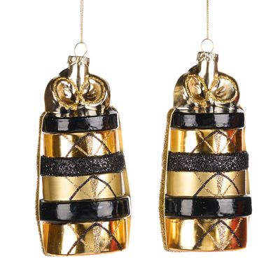 Ornement boîtes cadeaux empilées  - lot de 2