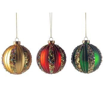 Boules en verre à rayures pailletées