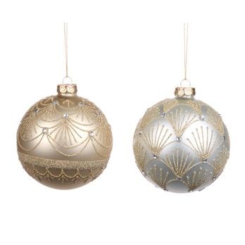 Boule en verre à motif guirlande/écailles pailletée
