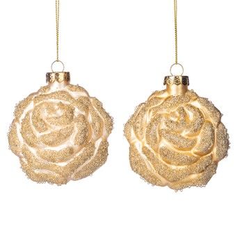 Ornement rose/fleur en verre