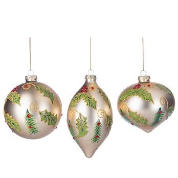 Boule en verre avec houx/baies et bijou