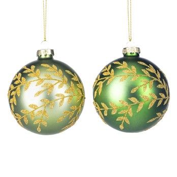 Boules pailletées à motif feuillage/ramage