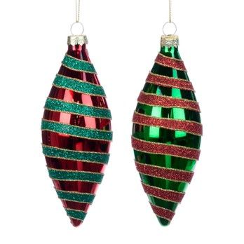 Glitter gestreept ornament