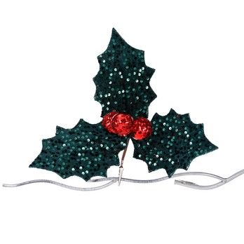 Clip met hulst en bessen met pailletten