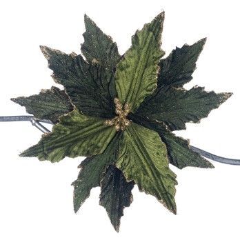 Stoffen poinsettia met glitter op clip