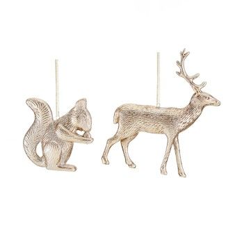 Ornament set hert en eekhoorn
