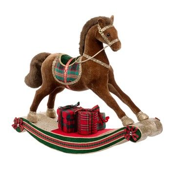 Cheval à bascule tartan avec cadeaux