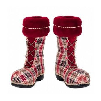 Bottes de noël tartan lot de 2