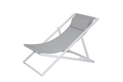 Chaise de plage Libec blanc/gris clair